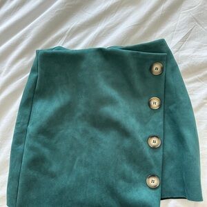 Teal Mini Skirt with Buttons